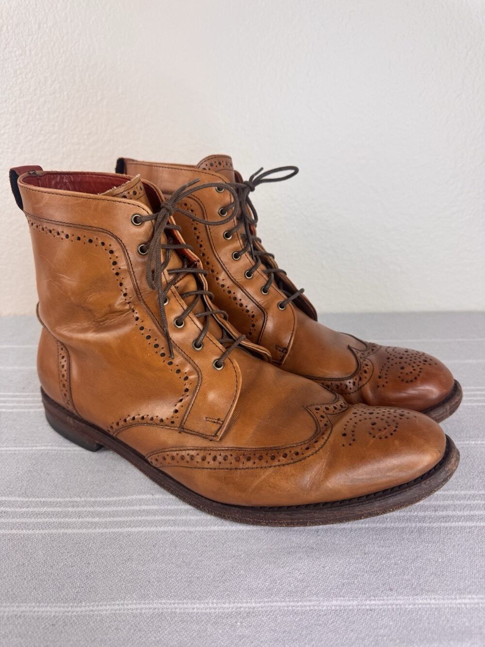 Allen Edmonds Dalton Wingtip Brogue Dress Boot Lace Up Leather Walnut Brown 12 D